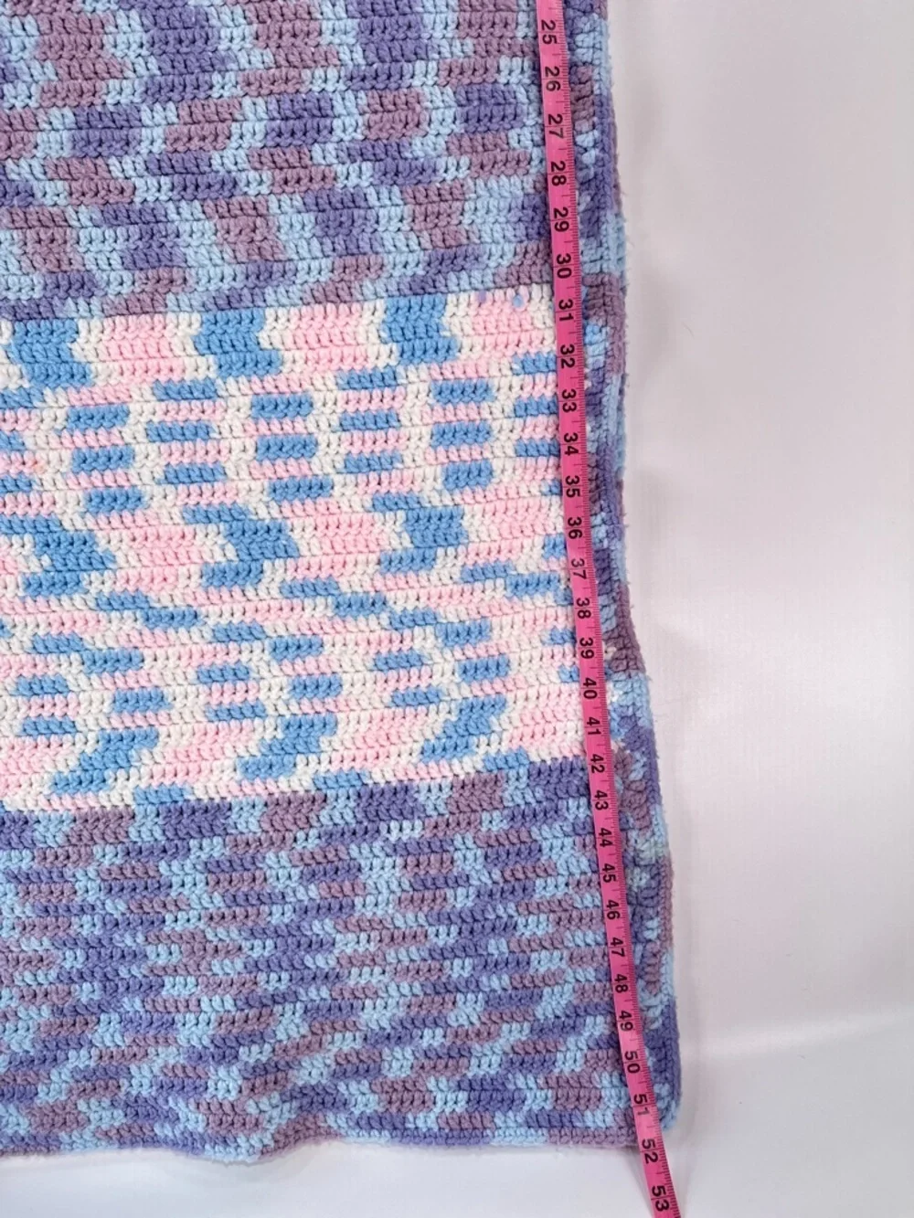 Handmade Baby Crochet Blanket Reversible Pastel Nursery Throw 40x52